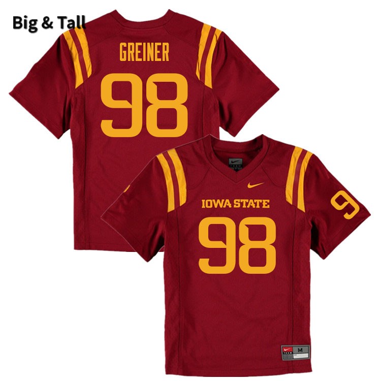 Iowa State Cyclones Men's #98 Seth Greiner Nike NCAA Authentic Cardinal Big & Tall College Stitched Football Jersey QF42F22WV
